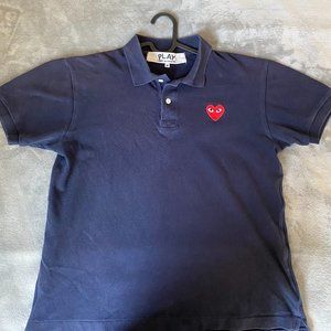 Navy Blue Comme Des Garcons Men's Polo Shirt